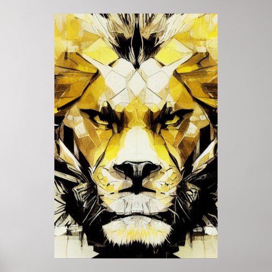 Poster Lion Wild Nature Free Spirit Art Brush Peinture (Devant)