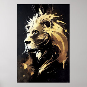 Poster Lion Wild Nature Free Spirit Art Brush Peinture