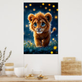 Poster Lionceau aux yeux bleus enchanté dans la lueur des (Cuisine)