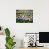 Poster Lionceaux sur rondin (Bureau à domicile)