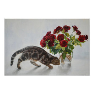 Poster Lionel le Chat et les Roses - Art