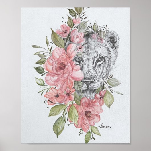 Poster Lioness Premium Canvas Gloss (8x10) (Devant)