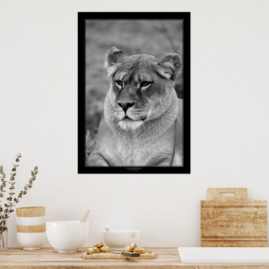 Poster Lioness (version BW) (Cuisine)