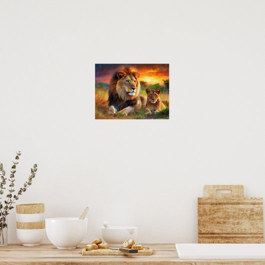 Poster Lioness with Cub (Cuisine)