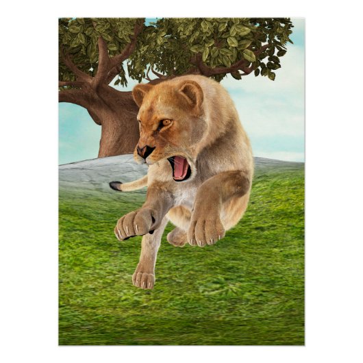 Poster Lionne Chasseuse (Devant)