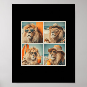 Poster Lions Cool Avec Lunettes de Soleil Animaux de Plag