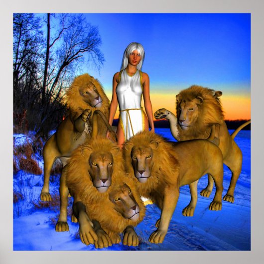 Poster Lions en hiver (Devant)