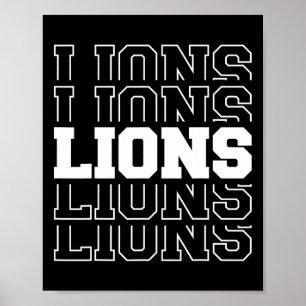 Poster Lions Football Spirit École Mascotte Jeu Jour Ense