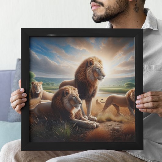 Poster Lions majestueux parcourant la savane