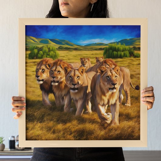 Poster Lions majestueux parcourant la savane