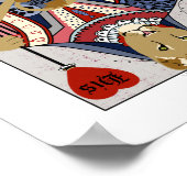 Poster Lions Roi et Reine des Coeurs - Bleu (Coin)