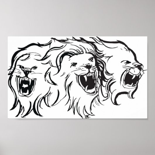 Poster Lions sur le mur (Devant)