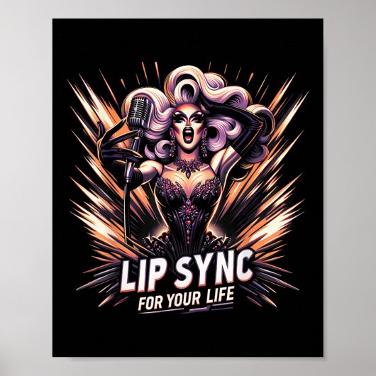 Poster Lip Sync pour votre vie Drag Queen Funny Graphisme (Devant)