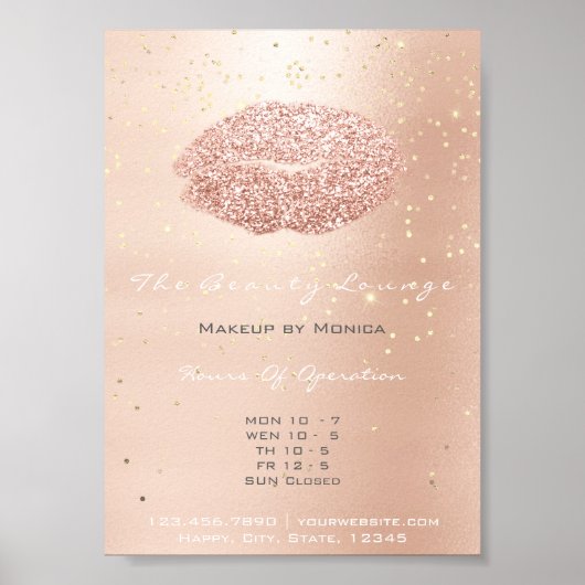 Poster LIps maquillage Artiste Parties scintillant Rose G (Devant)