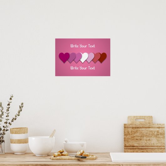 Poster Lipstick lesbian pride hearts with custom text (Cuisine)