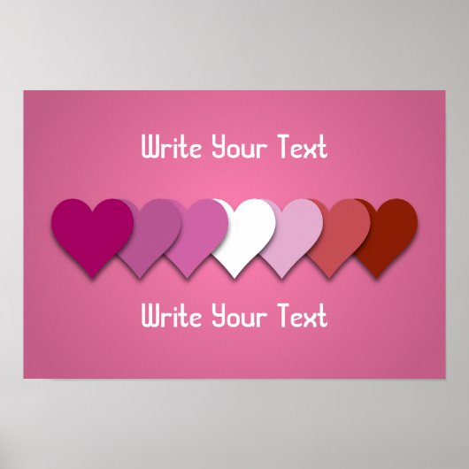 Poster Lipstick lesbian pride hearts with custom text (Devant)