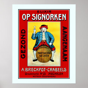 Poster liqueur belge des années 1930 avec l'annonce de