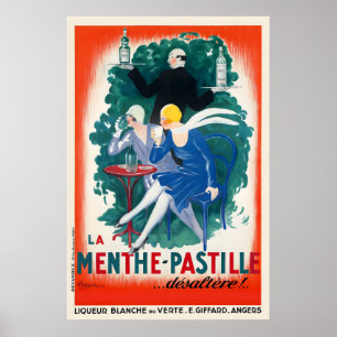 Poster Liqueur de Menthe Pastille Vintage Nourriture & Bo