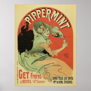 Poster liqueur de menthe vintage française publicité par