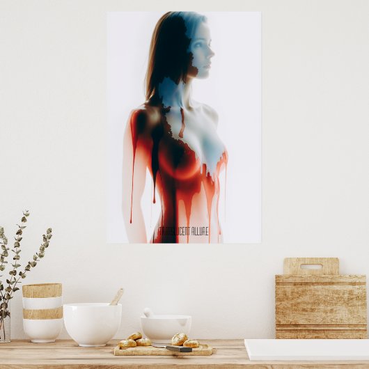 Poster "Liquid Allure" Translucide Silhouette Mur Art (Cuisine)