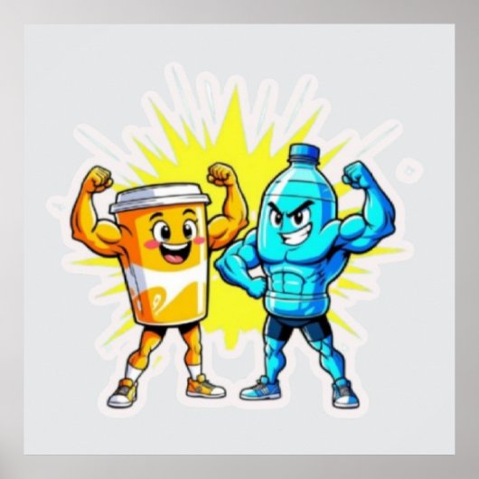 Poster Liquid Strength – Funny Juice & Water Muscle Desig (Devant)