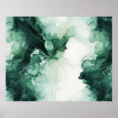 Poster Liquide Abstrait d'alcool vert et blanc (Devant)