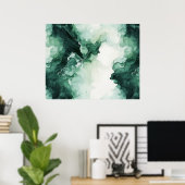 Poster Liquide Abstrait d'alcool vert et blanc (Bureau à domicile)