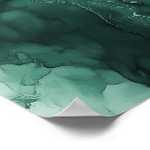 Poster Liquide Abstrait d'alcool vert et blanc (Coin)