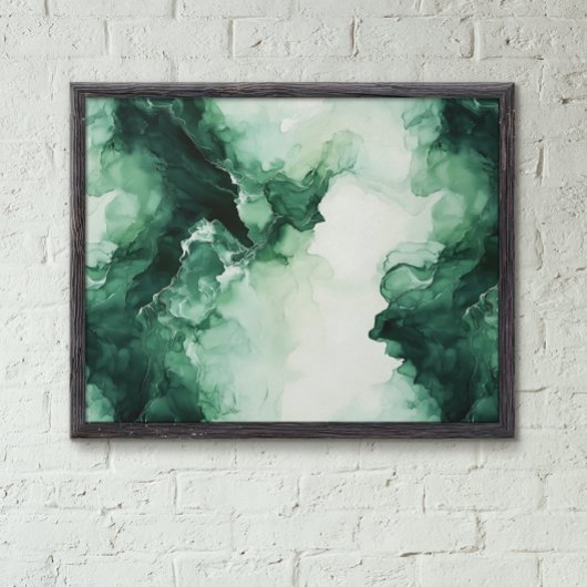 Poster Liquide Abstrait d'alcool vert et blanc