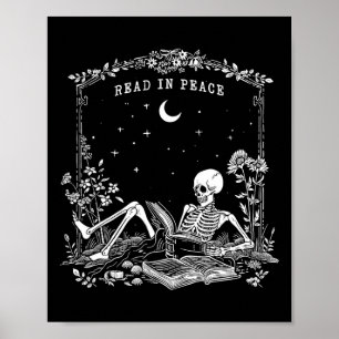 Poster Lire En Paix Enseignant Éffrayant Skeleton Trick T