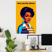 Poster Lire le retour Répéter l'affiche de la bibliothèqu (Bureau à domicile)
