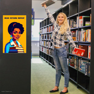 Poster Lire le retour Répéter l'affiche de la bibliothèqu