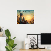 Poster Lire les livres interdits Lecture fille et ours (Bureau à domicile)