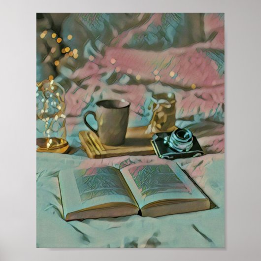 Poster Lire Livres, Boire Café (Devant)