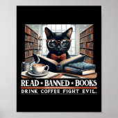 Poster Lire Livres Interdits Boire Café Combattre Le Mal (Devant)