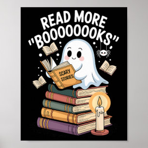 Poster Lire Plus Livres Ghost Lecture Halloween Art Te