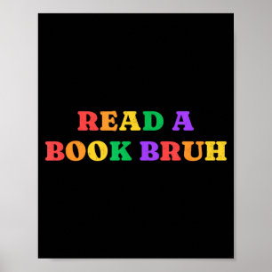 Poster Lire un livre mec arc-en-ciel vintage