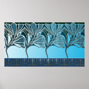 POSTER LIS, ART NOUVEAU FLORAL : MER GRECQUE