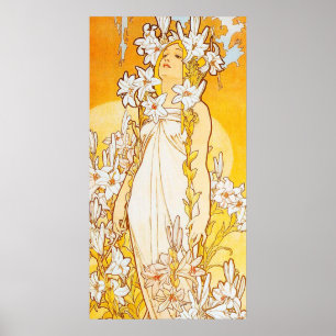 Poster Lis vintage par Alphonse Mucha