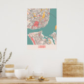 Poster Lisbonne - Portugal Chalk City Carte (Cuisine)