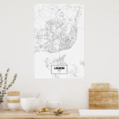 Poster Lisbonne, Portugal (noir sur blanc) (Cuisine)