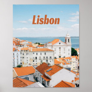 Poster Lisbonne Portugal Plages de l'Atlantique Toits rou