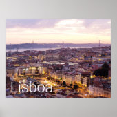 Poster Lisbonne Portugal Sunset Skyline Cityscape Souveni (Devant)