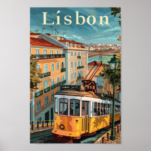 Poster Lisbonne Portugal Vintage Retro Voyage Illustratio