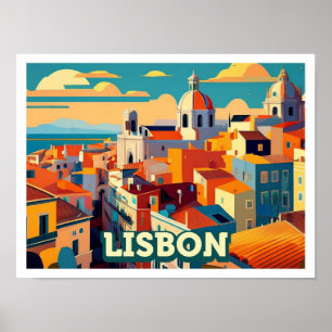 Poster Lisbonne Portugal Voyage artistique coloré