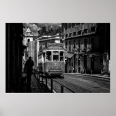 Poster Lisbonne Tramway traditionnel Noir et Blanc (Devant)