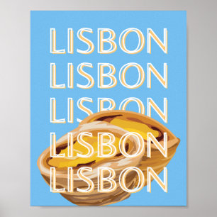 Poster Lisbonne Travel Art, Bleu, Portugal