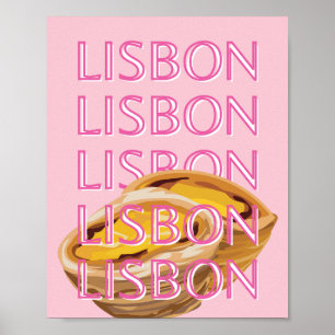 Poster Lisbonne Travel Art, Portugal, Rose, Preppy