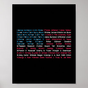 Poster Liste 46 présidents américains des États-Unis s'am