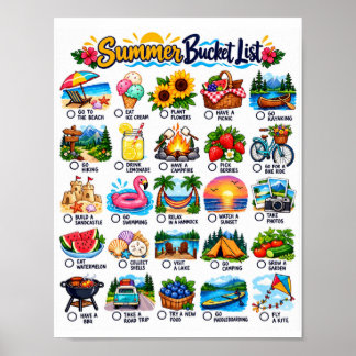 Poster Liste de choses à faire cet été - Liste de contrôl